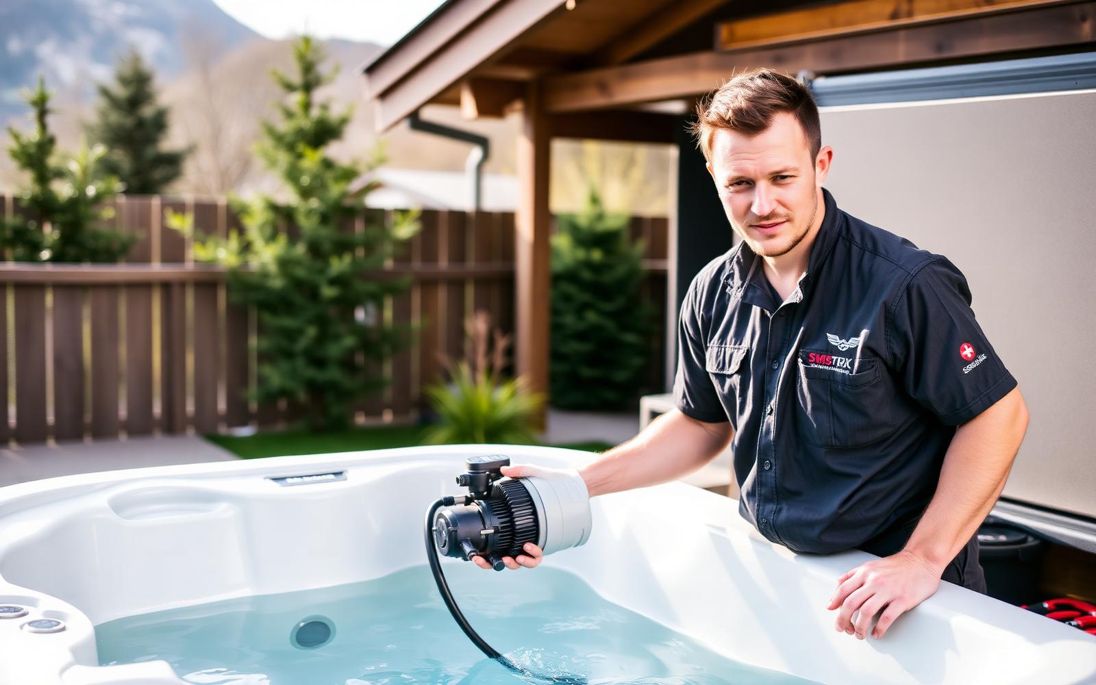 Alp Spa Techniker beim Pumpen-Tausch — Service vor Ort in der ganzen Schweiz