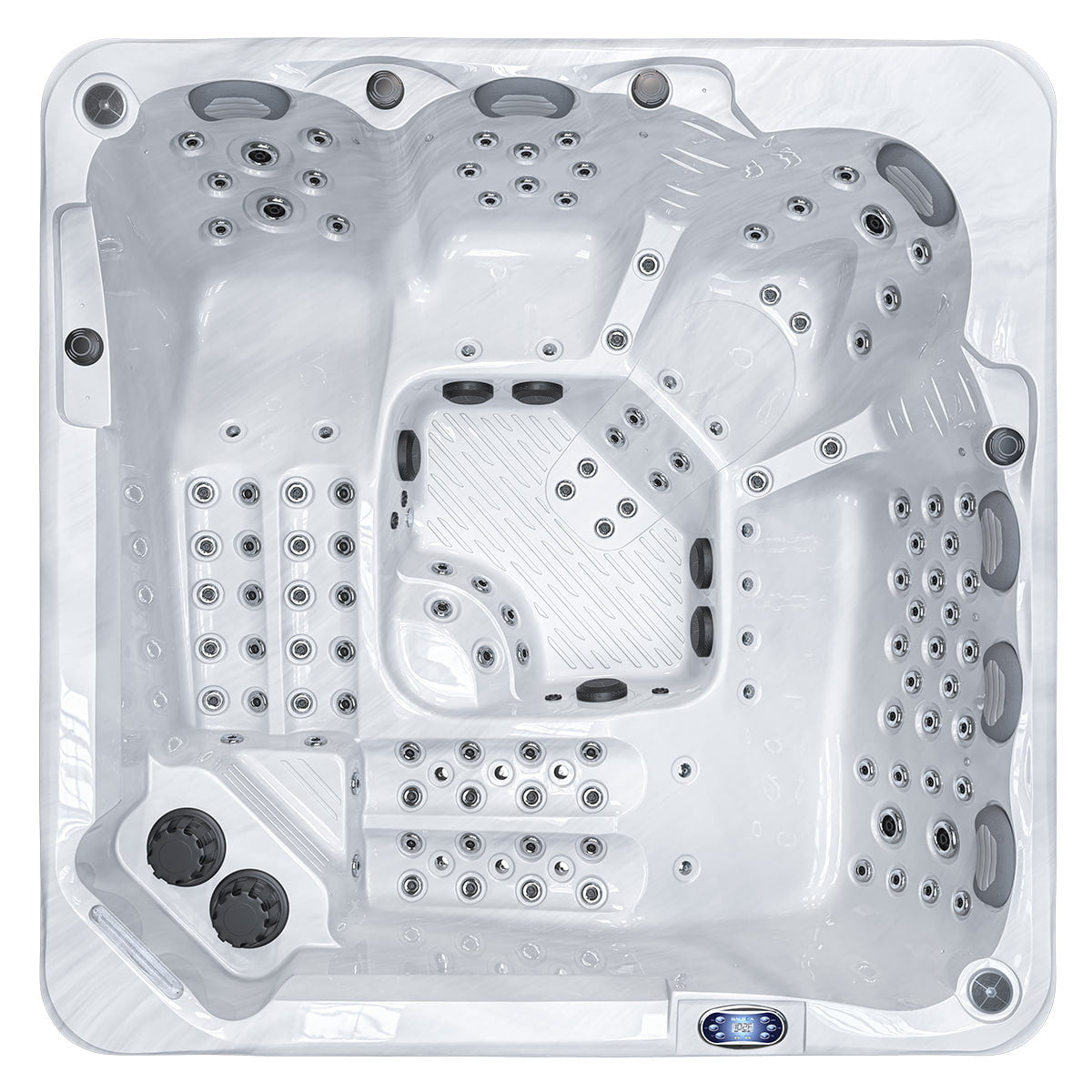 Whirlpool Bellagio – Draufsicht mit drei Sitzen und zwei Liegen